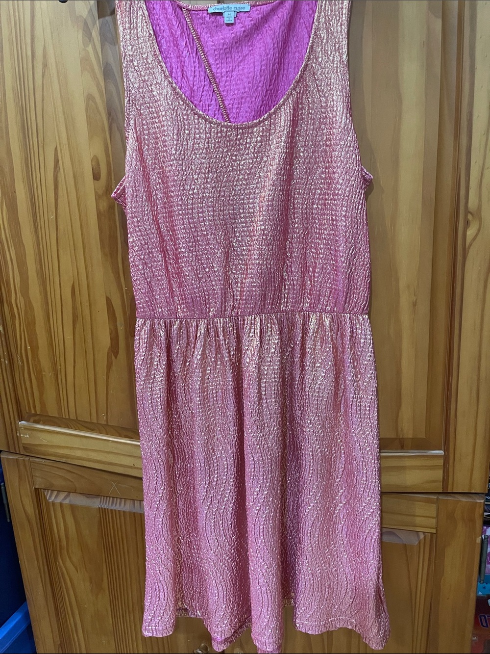NWOT~ Charlotte Russe Pink Metallic Sleeveless Party Dress